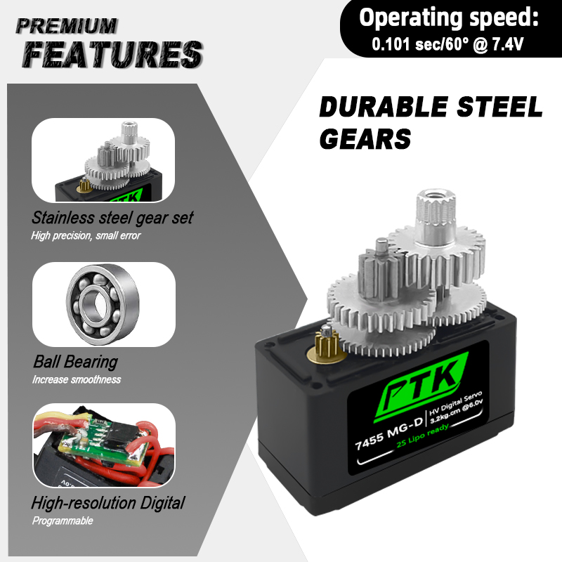 PTK 7455MG-D servo 12g Digital - đánh giá và giá Rc Hobby Grade