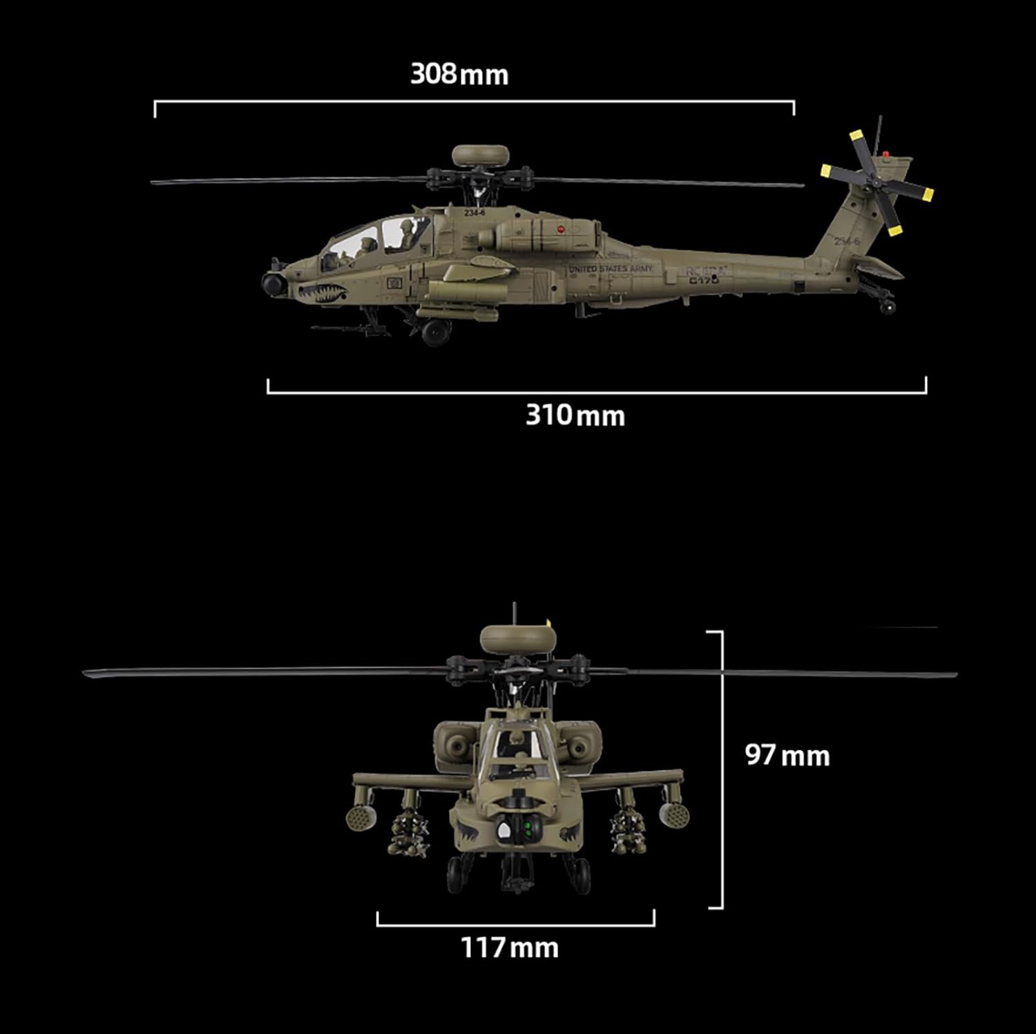 310MM 6CH C170 AH-64D Remote C - đánh giá và giá Rc Hobby Helicopter