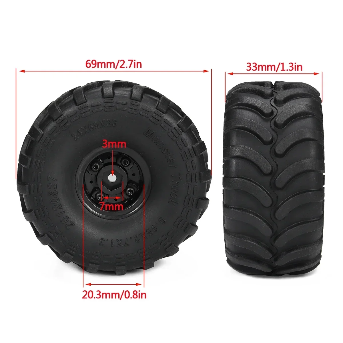 4pcs Monster Truck Tires with  - đánh giá và giá Rc Hobby Trucks
