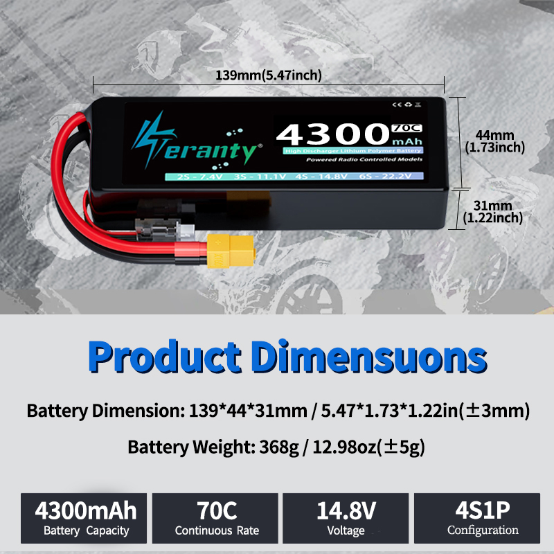 TERANTY 4S Lipo Battery 4300mA - đánh giá và giá Rc Hobby Trucks